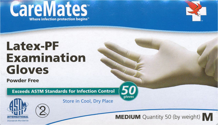 Gloves CareMates Latex Powder-Free M 50ct