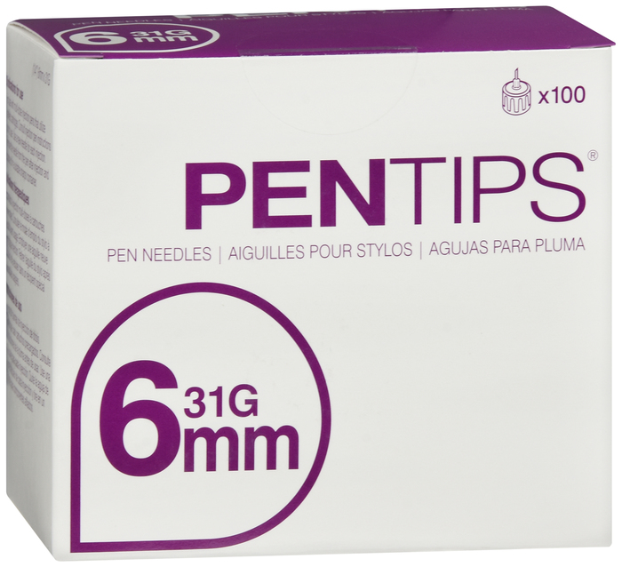 PENTIPS PEN NEEDLES 6MMX31G 100CT