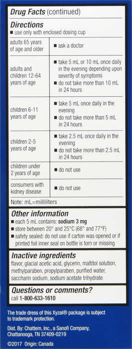 Xyzal Children's 24HR Allergy 5mg Liquid 5oz