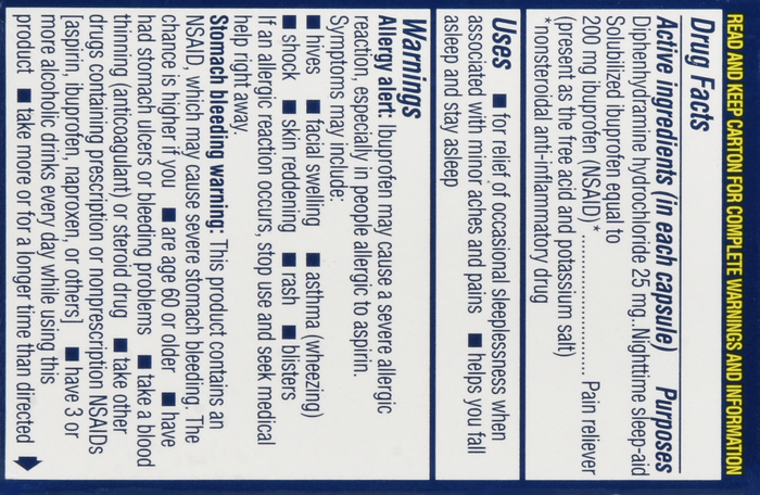 Advil PM Ibuprofen Pain Reliever/Nighttime Sleep-Aid 200mg Liqui-Gels 20ct