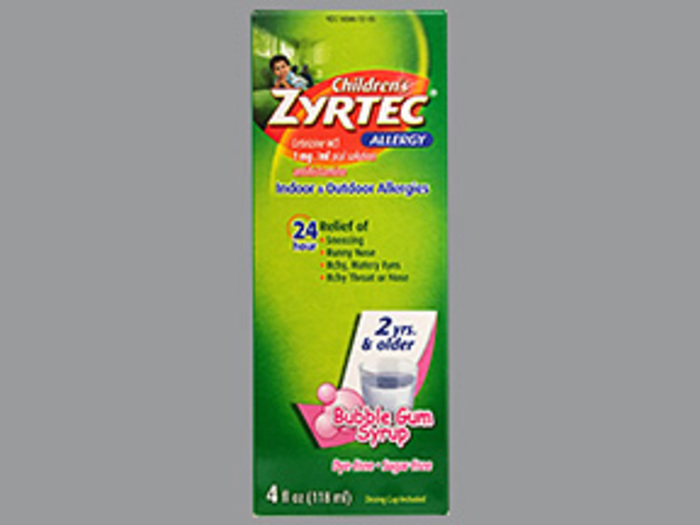 Children's Zyrtec Allergy 24 hour Sugar-Free Bubble Gum Syrup 4oz