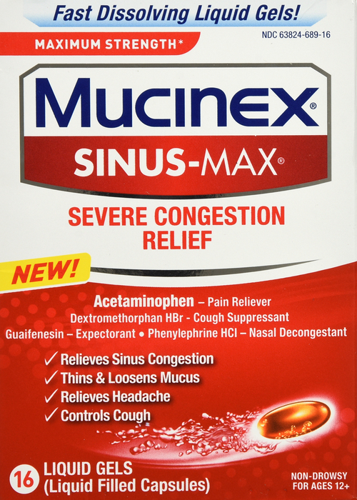 Mucinex Sinus-Max Severe Congestion Relief Liquid Gels 16ct