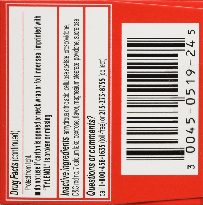 Children's Tylenol Pain + Fever 160mg Acetaminophen Bubblegum Chewable Tablets 24ct