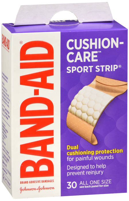 BAND-AID Cushion Care Sport Strip Adhesive Bandages 30ct