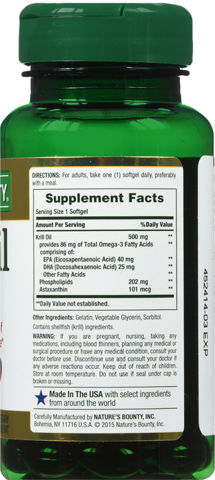 Nature's Bounty Krill Oil 500mg Softgels 30ct