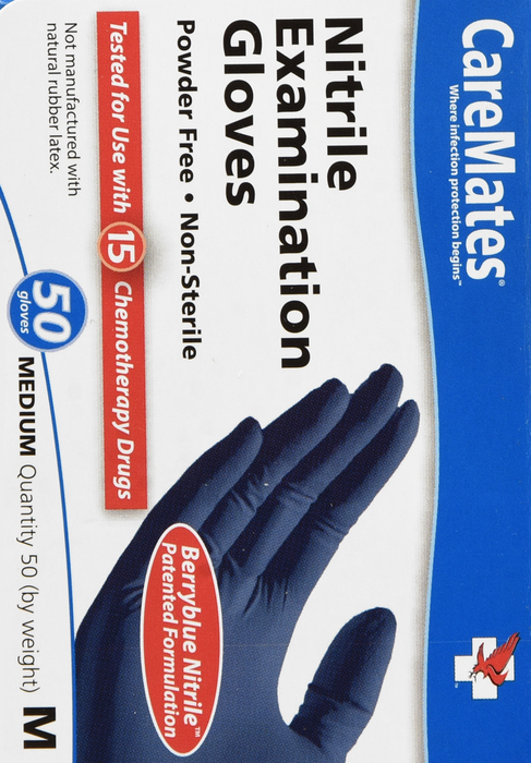 Gloves CareMates Nitrile Powder-Free M 50ct