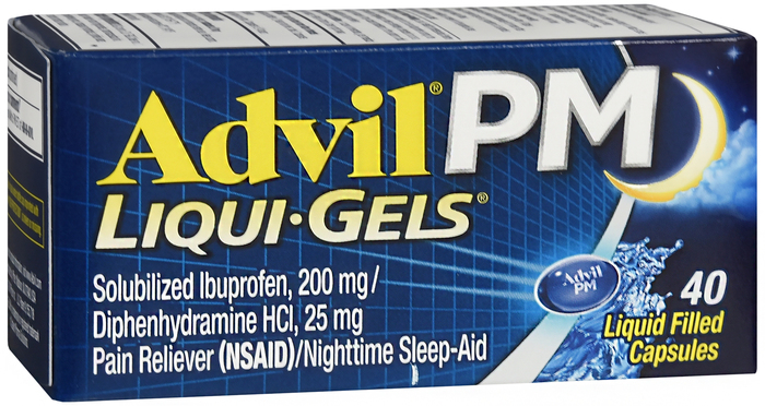 Advil PM Ibuprofen Pain Reliever/Nighttime Sleep-Aid 200mg Liqui-Gels 40ct