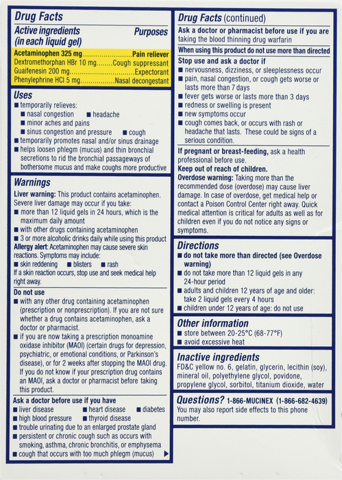 Mucinex Sinus-Max Severe Congestion Relief Liquid Gels 16ct