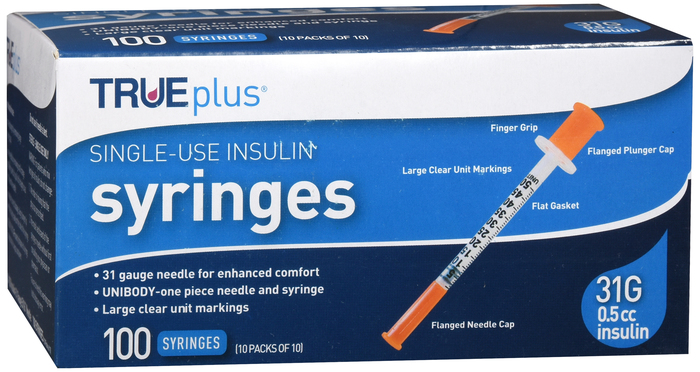 TRUEPLUS SYRINGE 5/16" 31GX1/2CC 100CT